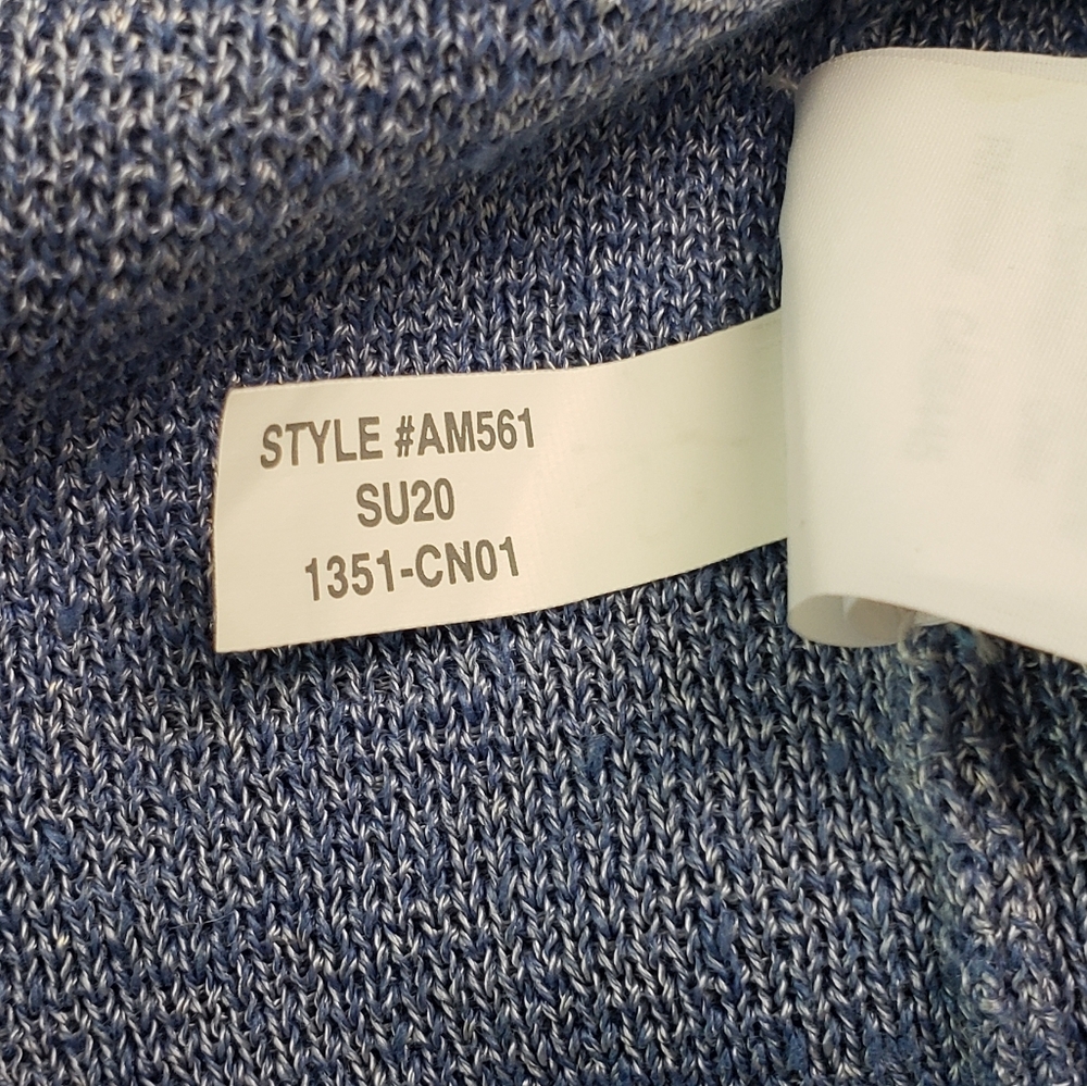 Juliette Collarless Linen Blend Sweater-Blazer Sz M Periwinkle Coastal Preppy - Picture 11 of 11